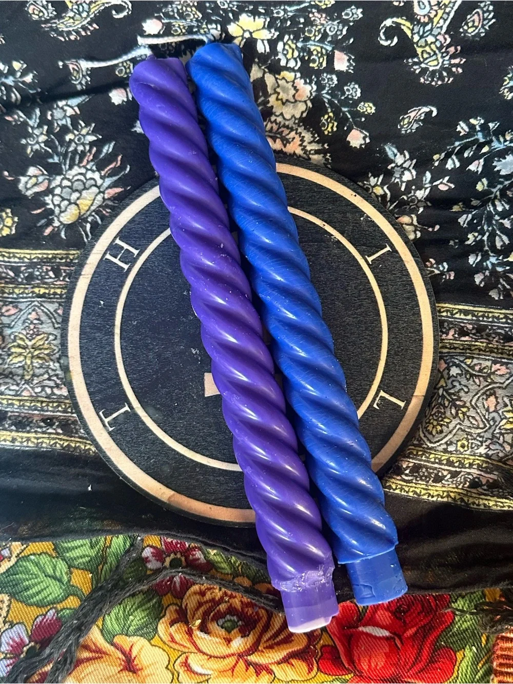 Purple & Blue Spiral Taper Candle Set